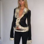 Fur Trimmed Mesh Top
