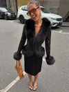 The After Hours Fur-Trim Lace Jacket