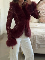 The After Hours Fur-Trim Lace Jacket