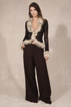 Fur Trimmed Mesh Top