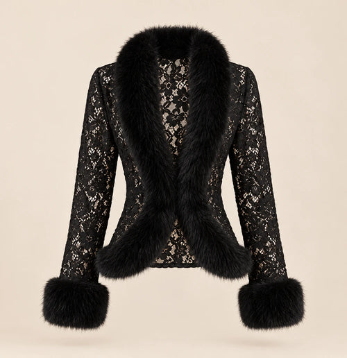 The After Hours Fur-Trim Lace Jacket
