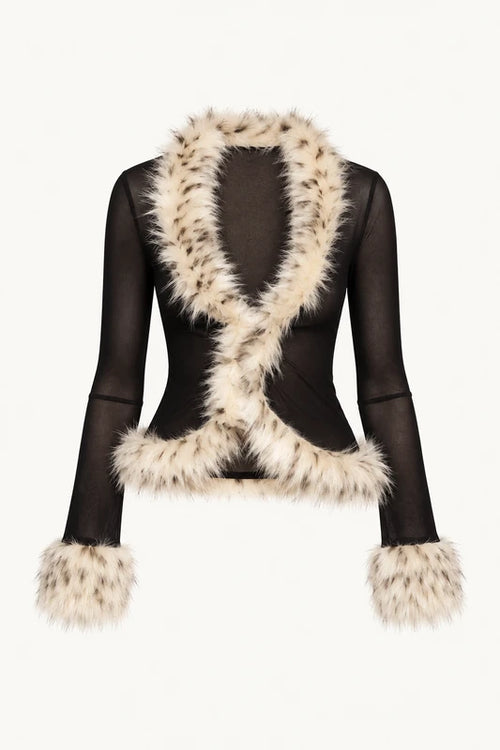 Fur Trimmed Mesh Top